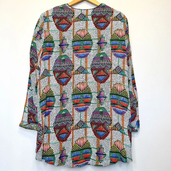 Platinum Dorothy Schoelen VTG TribalGeo Pattern Lightweight Bolero Suit Jacket - Picture 4 of 11